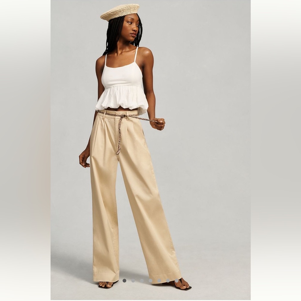 Avec Les Filles Beige Wide-Leg Pants